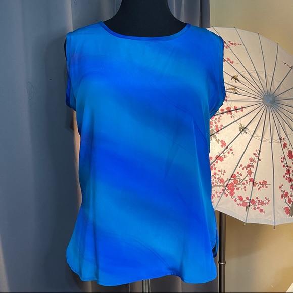 A Touch of Class Blue Purple Tie Dye Silk Blouse - Picture 2 of 7